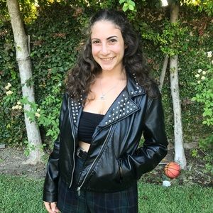 Faux Black Leather Jacket with studs